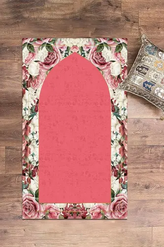 Digital Printed Washable Floral Gift Prayer Rug 70x130cm, Prayer-Mat-24-pink - 9