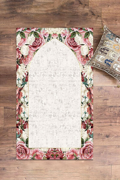 Digital Printed Washable Flowered Gift Prayer Rug 70x130cm, Prayer Rug-24-gray - 8