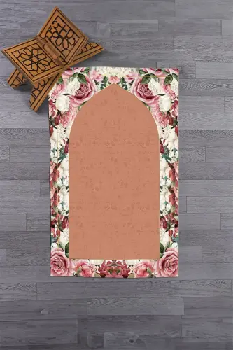 Digital Printed Washable Flowery Prayer Rug Gift 70x130cm, Prayer-rug-24-brown - 8