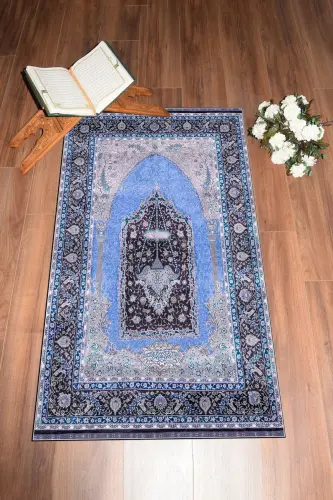 Digital Printed Washable Gift Classic Prayer Rug 70x130cm, SECCADE-33-BLUE,-BLUE - EY HOME (1)