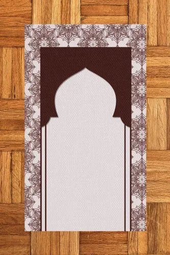 Digital Printed Washable Gift Prayer Rug 70x130cm, SECCADE-25-BROWN,-BROWN - 5