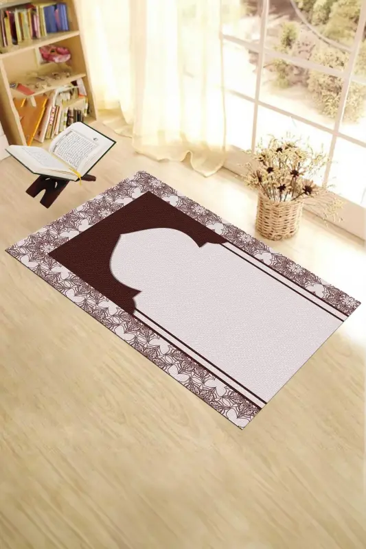 Digital Printed Washable Gift Prayer Rug 70x130cm, SECCADE-25-BROWN,-BROWN - 6