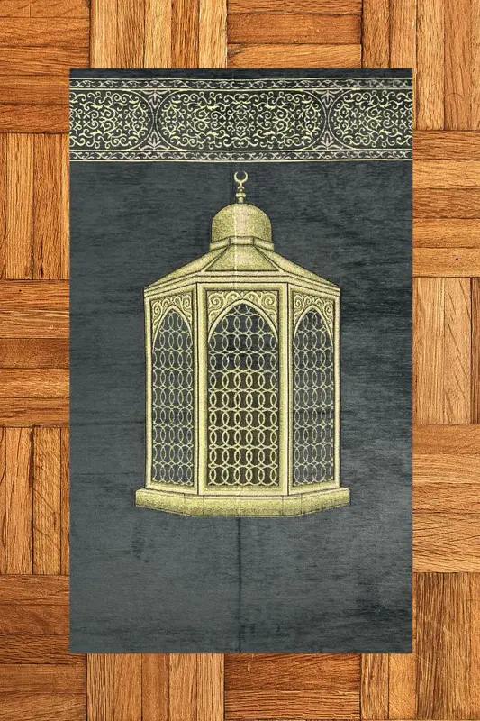 Digital Printed Washable Gift Prayer Rug Mat 70x130, Rug-41-gray - 3