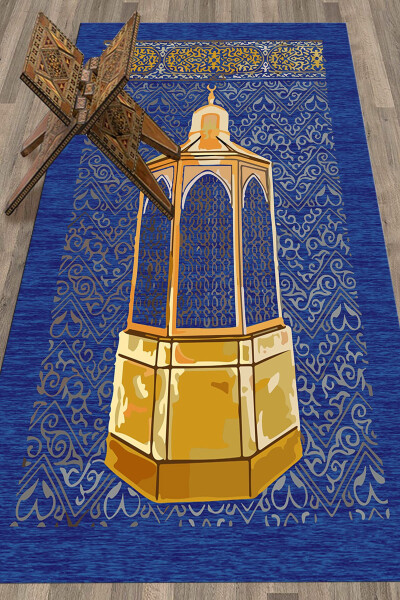 Digital Printed Washable Gift Prayer Rug Mat 70x130cm, SECCADE-43-BLUE - 13