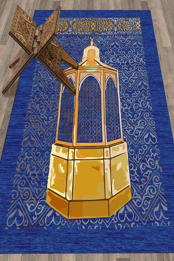 Digital Printed Washable Gift Prayer Rug Mat 70x130cm, SECCADE-43-BLUE - 13