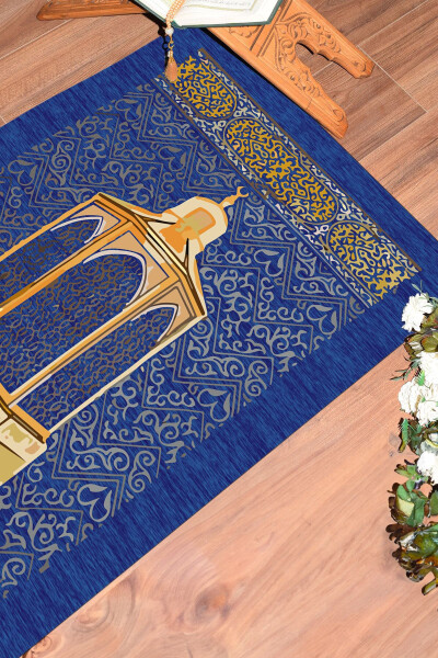 Digital Printed Washable Gift Prayer Rug Mat 70x130cm, SECCADE-43-BLUE - 14