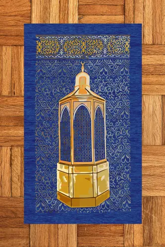 Digital Printed Washable Gift Prayer Rug Mat 70x130cm, SECCADE-43-BLUE - 3