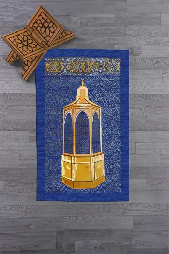 Digital Printed Washable Gift Prayer Rug Mat 70x130cm, SECCADE-43-BLUE - 4