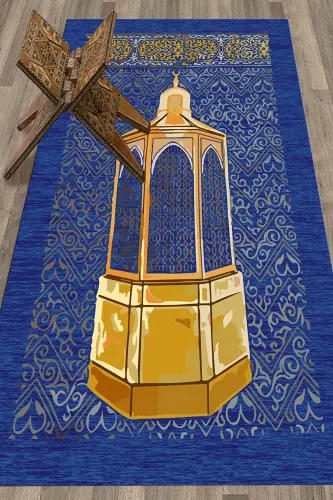Digital Printed Washable Gift Prayer Rug Mat 70x130cm, SECCADE-43-BLUE - 7