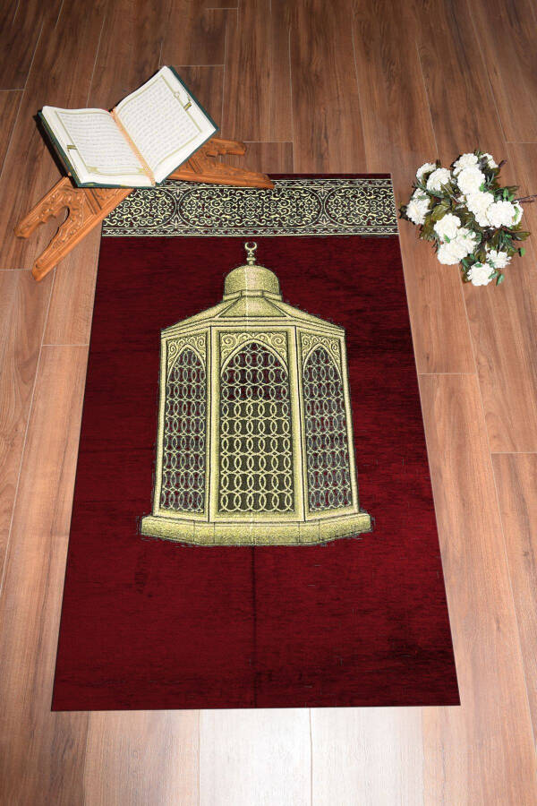 Digital Printed Washable Gift Stylish Prayer Rug Mat 70x130, Seccade-41-red - 1