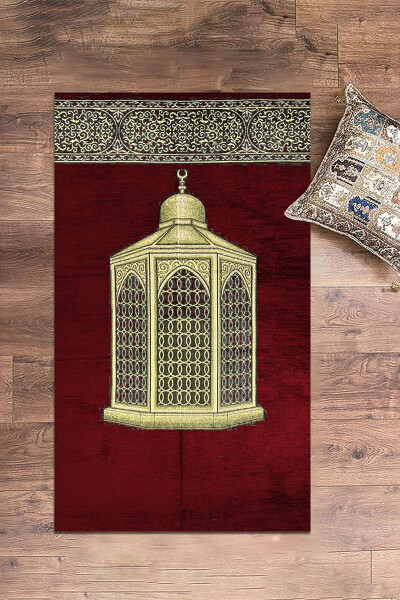 Digital Printed Washable Gift Stylish Prayer Rug Mat 70x130, Seccade-41-red - 5