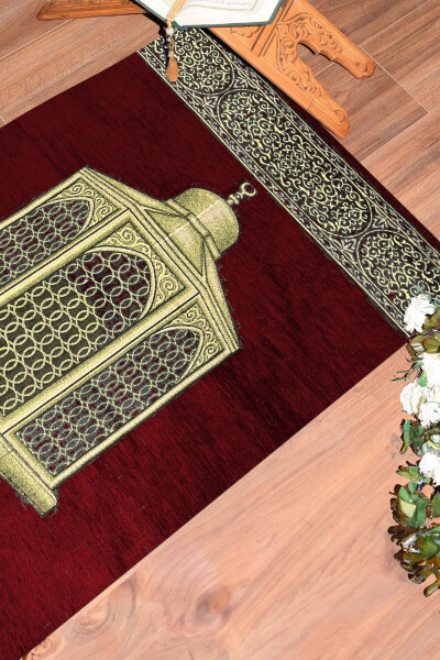 Digital Printed Washable Gift Stylish Prayer Rug Mat 70x130, Seccade-41-red - 8