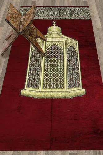 Digital Printed Washable Gift Stylish Prayer Rug Mat 70x130, Seccade-41-red - 8