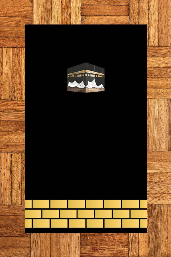 Digital Printed Washable Kaaba Patterned Souvenir Prayer Rug Seccade 70x130, Seccade-45-black - 10