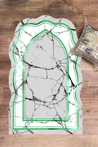 Digital Printed Washable Laser Cut Gift Prayer Rug 70x130, Prayer Rug-28-green,-GREEN - 7