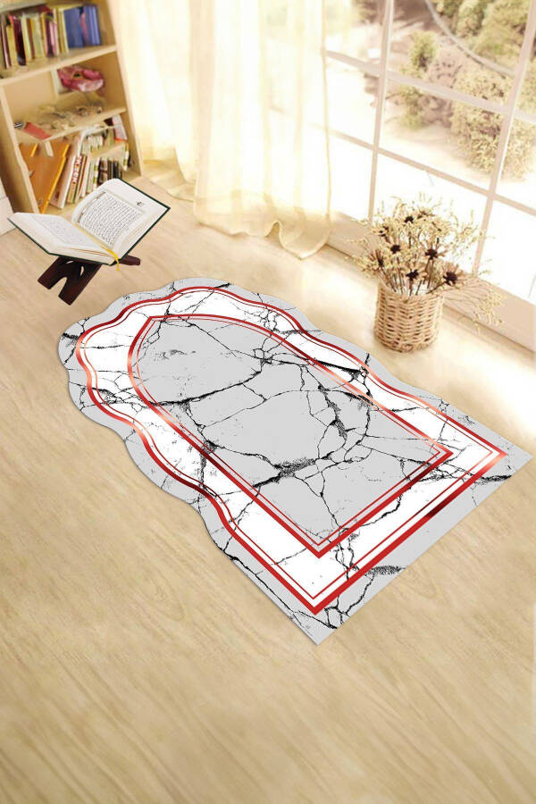 Digital Printed Washable Laser Cut Gift Prayer Rug 70x130, Seccade-28-red - 13