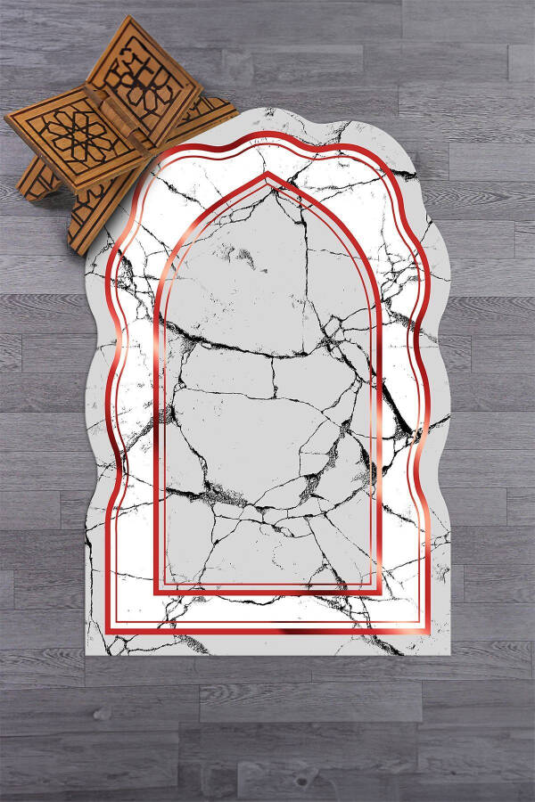 Digital Printed Washable Laser Cut Gift Prayer Rug 70x130, Seccade-28-red - 14