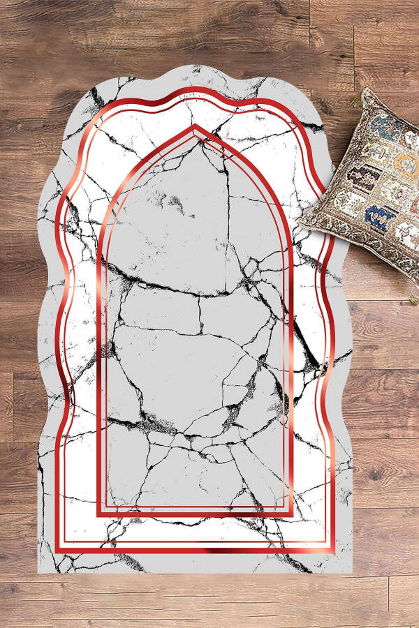 Digital Printed Washable Laser Cut Gift Prayer Rug 70x130, Seccade-28-red - 15