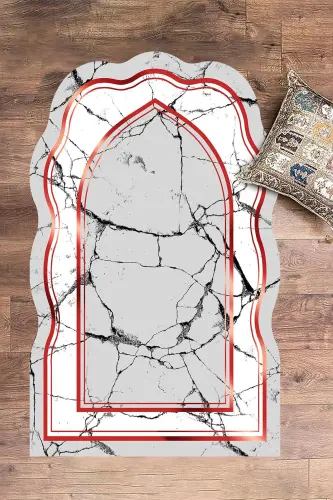 Digital Printed Washable Laser Cut Gift Prayer Rug 70x130, Seccade-28-red - 9