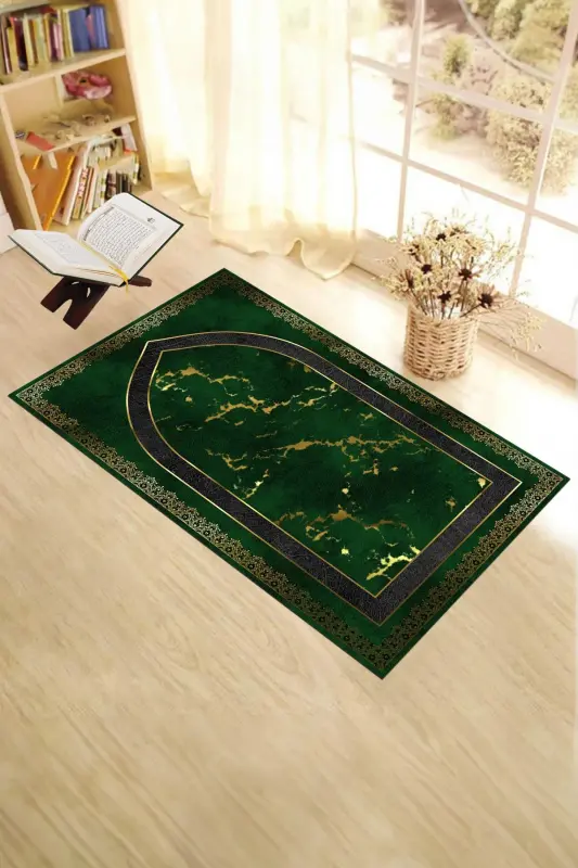 Digital Printed Washable Modern Pattern 70x130 Prayer Rug, Prayer Rug-3-green - 2