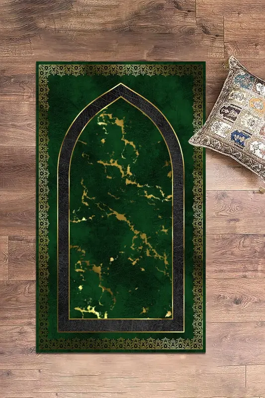 Digital Printed Washable Modern Pattern 70x130 Prayer Rug, Prayer Rug-3-green - 4