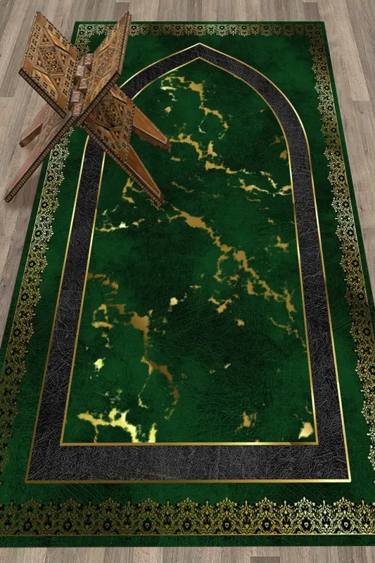 Digital Printed Washable Modern Pattern 70x130 Prayer Rug, Prayer Rug-3-green - 6
