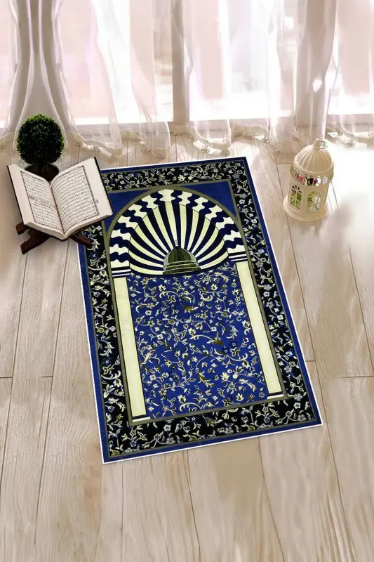 Digital Printed Washable Mosque Patterned Gift Prayer Rug 70x130cm, Prayer Rug-34-navy blue,-NAVY BLUE - 7