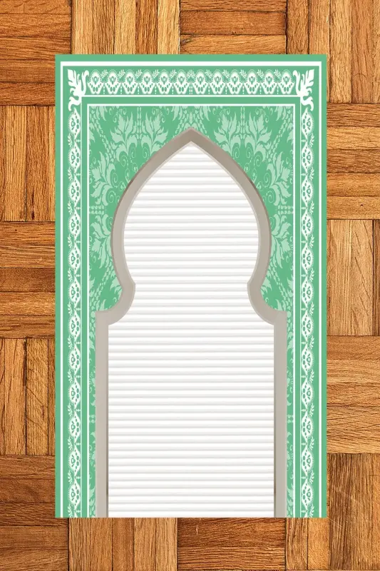 Digital Printed Washable Motif Gift Prayer Rug 70x130, SECCADE-27-YEŞİL,-YEŞİL - 4