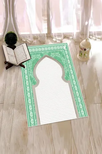 Digital Printed Washable Motif Gift Prayer Rug 70x130, SECCADE-27-YEŞİL,-YEŞİL - 8