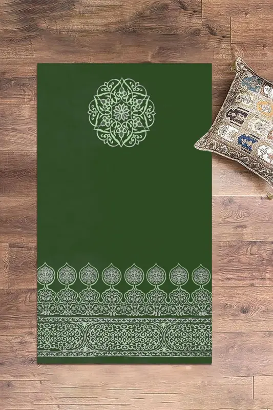Digital Printed Washable Motif Gift Prayer Rug Prayer Rug 70x130, SECCADE-44-GREEN,-GREEN - 5