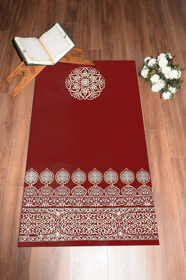 Digital Printed Washable Patterned Gift Prayer Rug 70x130, PRAYER RUG-44-RED - 1