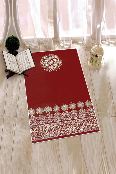 Digital Printed Washable Patterned Gift Prayer Rug 70x130, PRAYER RUG-44-RED - 5