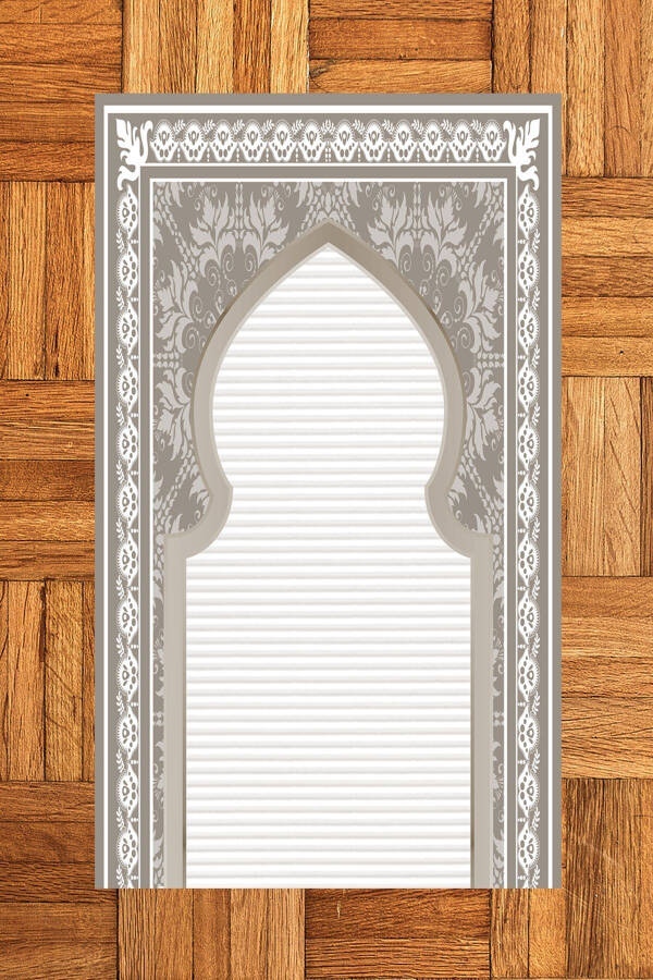 Digital Printed Washable Patterned Prayer Rug Gift 70x130, SECCADE-27-GRAY - 4