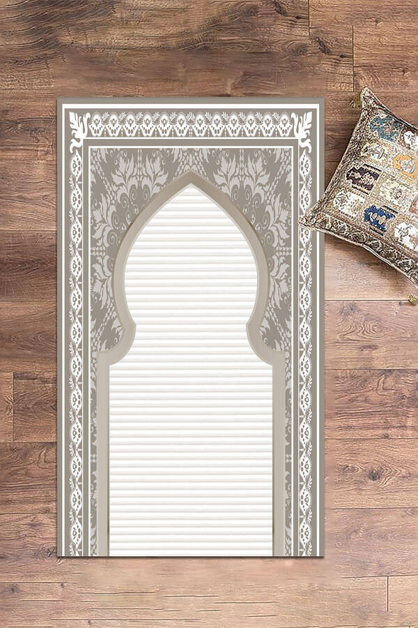 Digital Printed Washable Patterned Prayer Rug Gift 70x130, SECCADE-27-GRAY - 7