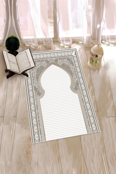 Digital Printed Washable Patterned Prayer Rug Gift 70x130, SECCADE-27-GRAY - 8