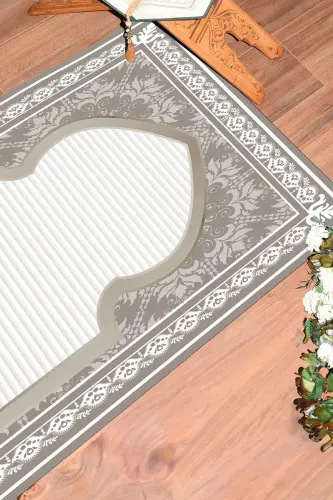 Digital Printed Washable Patterned Prayer Rug Gift 70x130, SECCADE-27-GRAY - 7