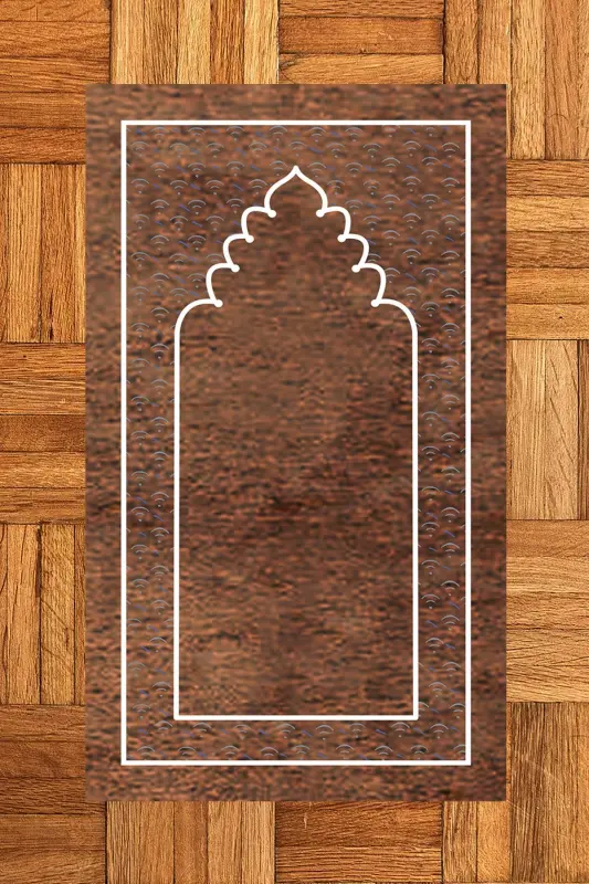 Digital Printed Washable Plain Pattern Prayer Rug 70x130 cm, SECCADE-11-BROWN,-BROWN - 7