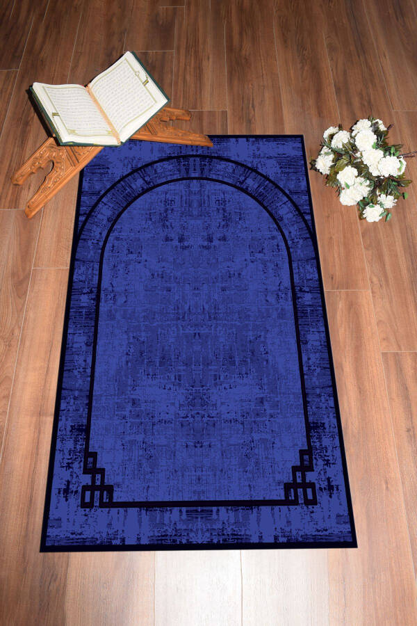 Digital Printed Washable Plain Pattern Prayer Rug Gift 70x130, SECCADE-39-PURPLE - 1