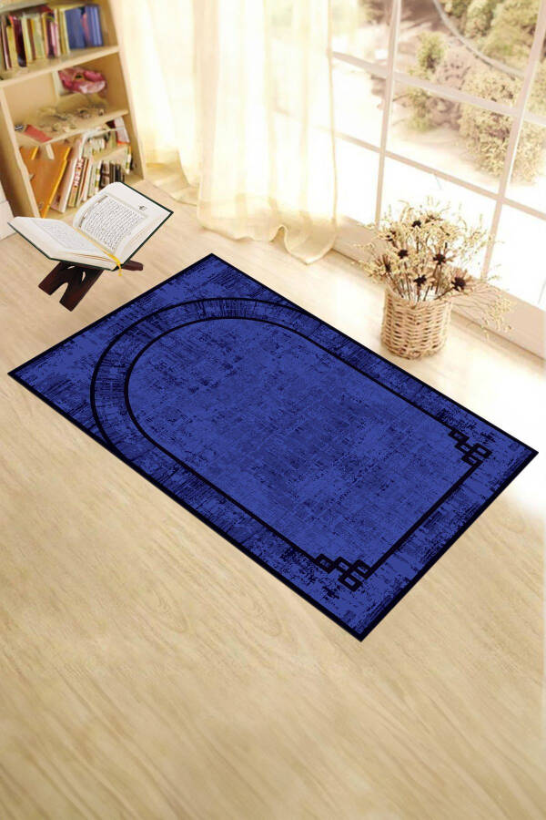 Digital Printed Washable Plain Pattern Prayer Rug Gift 70x130, SECCADE-39-PURPLE - 3