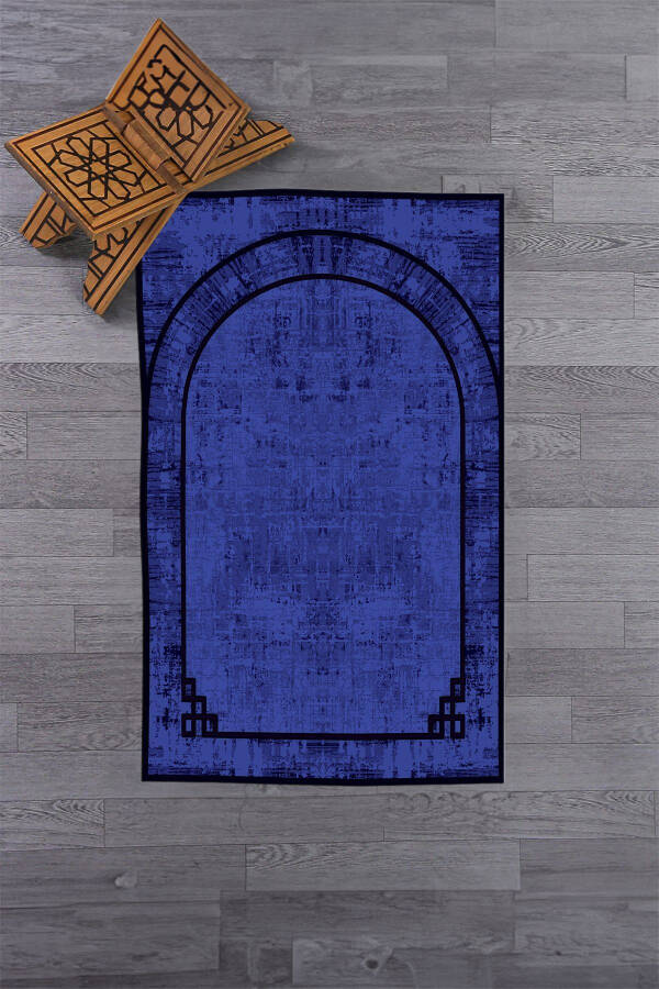 Digital Printed Washable Plain Pattern Prayer Rug Gift 70x130, SECCADE-39-PURPLE - 4