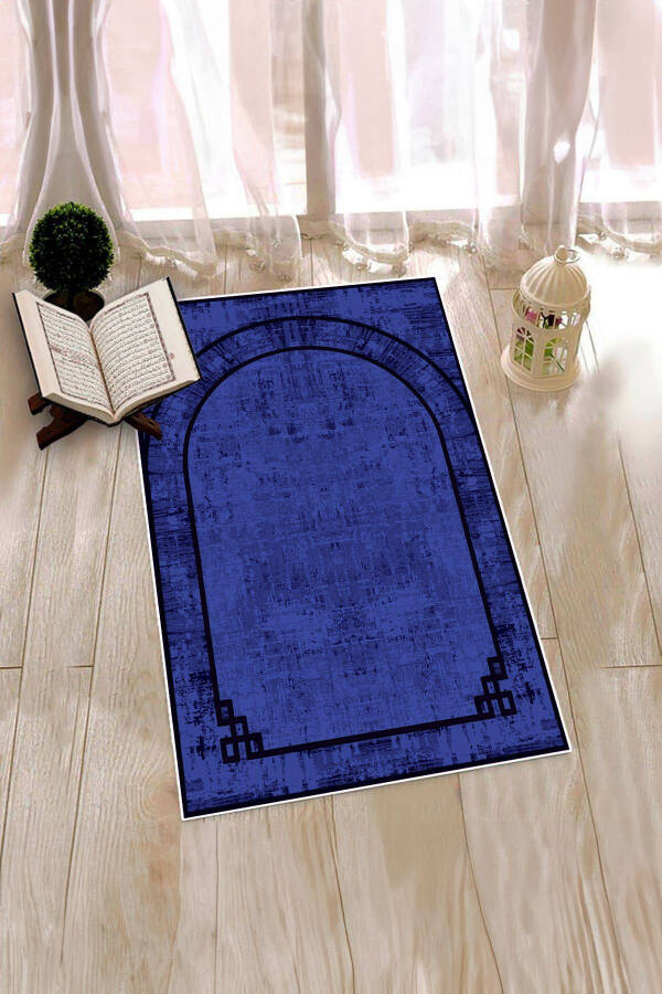 Digital Printed Washable Plain Pattern Prayer Rug Gift 70x130, SECCADE-39-PURPLE - 6