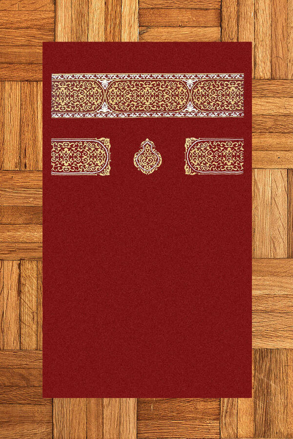 Digital Printed Washable Plain Pattern Souvenir Prayer Rug Mat 70x130, SECCADE-46-RED - 1