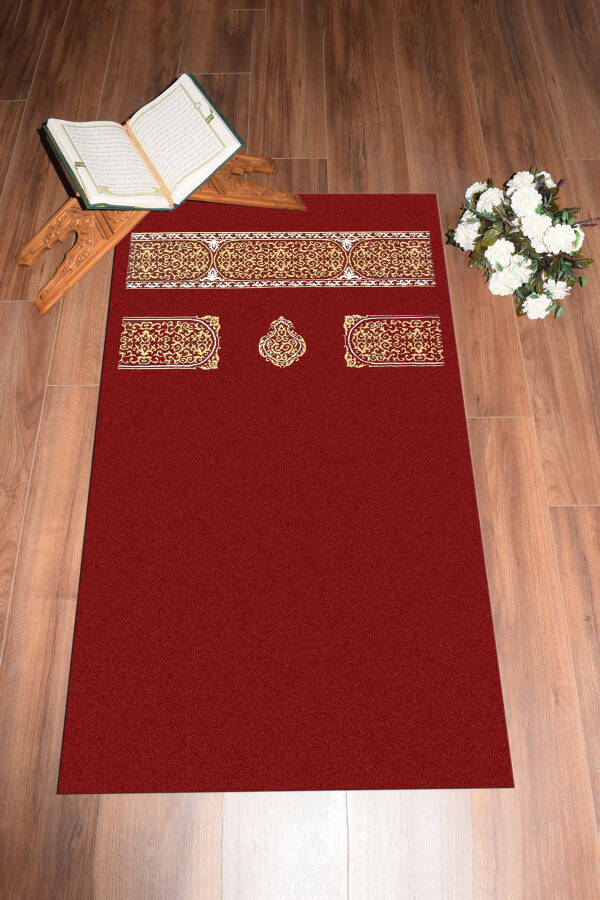 Digital Printed Washable Plain Pattern Souvenir Prayer Rug Mat 70x130, SECCADE-46-RED - 8