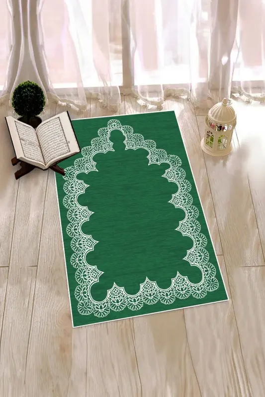 Digital Printed Washable Plain Stylish Pattern Prayer Rug 70x130 Cm - 5