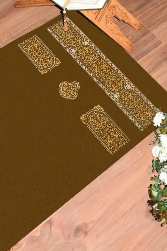 Digital Printed Washable Simple Pattern Gift Prayer Rug Mat 70x130, SECCADE-46-BROWN - 7