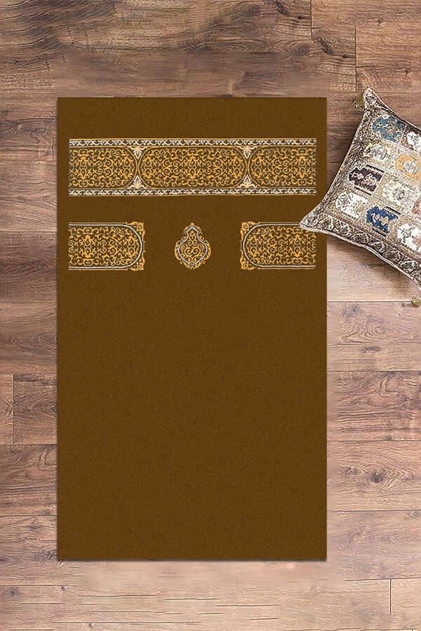 Digital Printed Washable Simple Pattern Gift Prayer Rug Mat 70x130, SECCADE-46-BROWN - 4