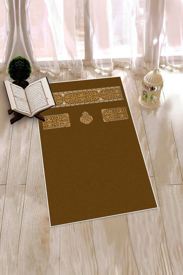 Digital Printed Washable Simple Pattern Gift Prayer Rug Mat 70x130, SECCADE-46-BROWN - 5