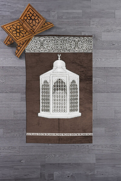 Digital Printed Washable Stylish Gift Prayer Rug Mat 70x130cm, SECCADE-42-BROWN - 13
