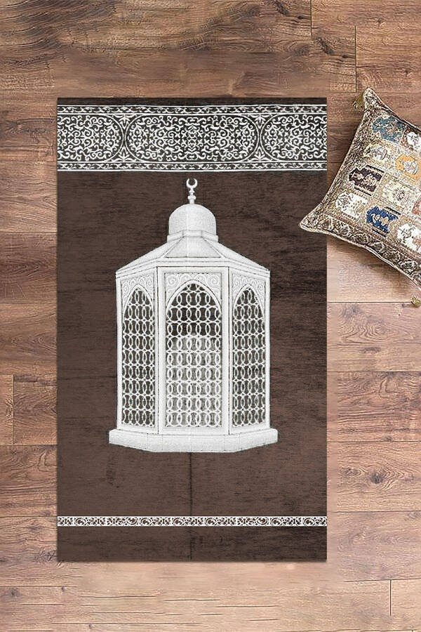 Digital Printed Washable Stylish Gift Prayer Rug Mat 70x130cm, SECCADE-42-BROWN - 14