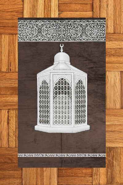 Digital Printed Washable Stylish Gift Prayer Rug Mat 70x130cm, SECCADE-42-BROWN - 2